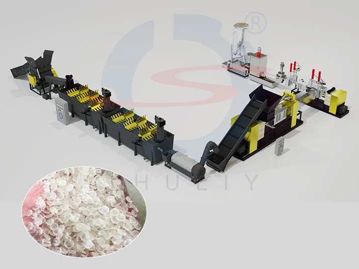 water ring pelletizer system in plastic film recycling line