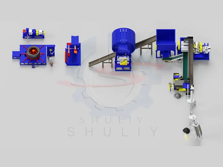OTR tire recycling line