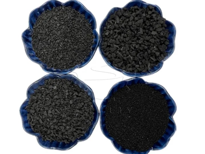 rubber powders of different sizes