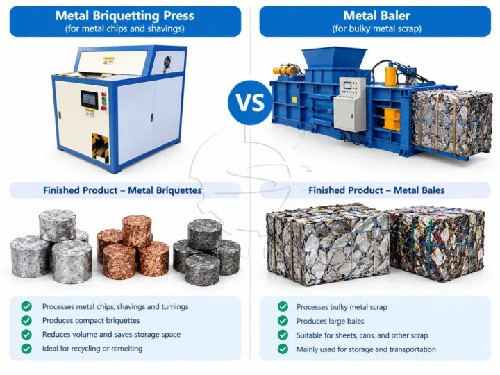 metal briquetting machine VS metal baler machine
